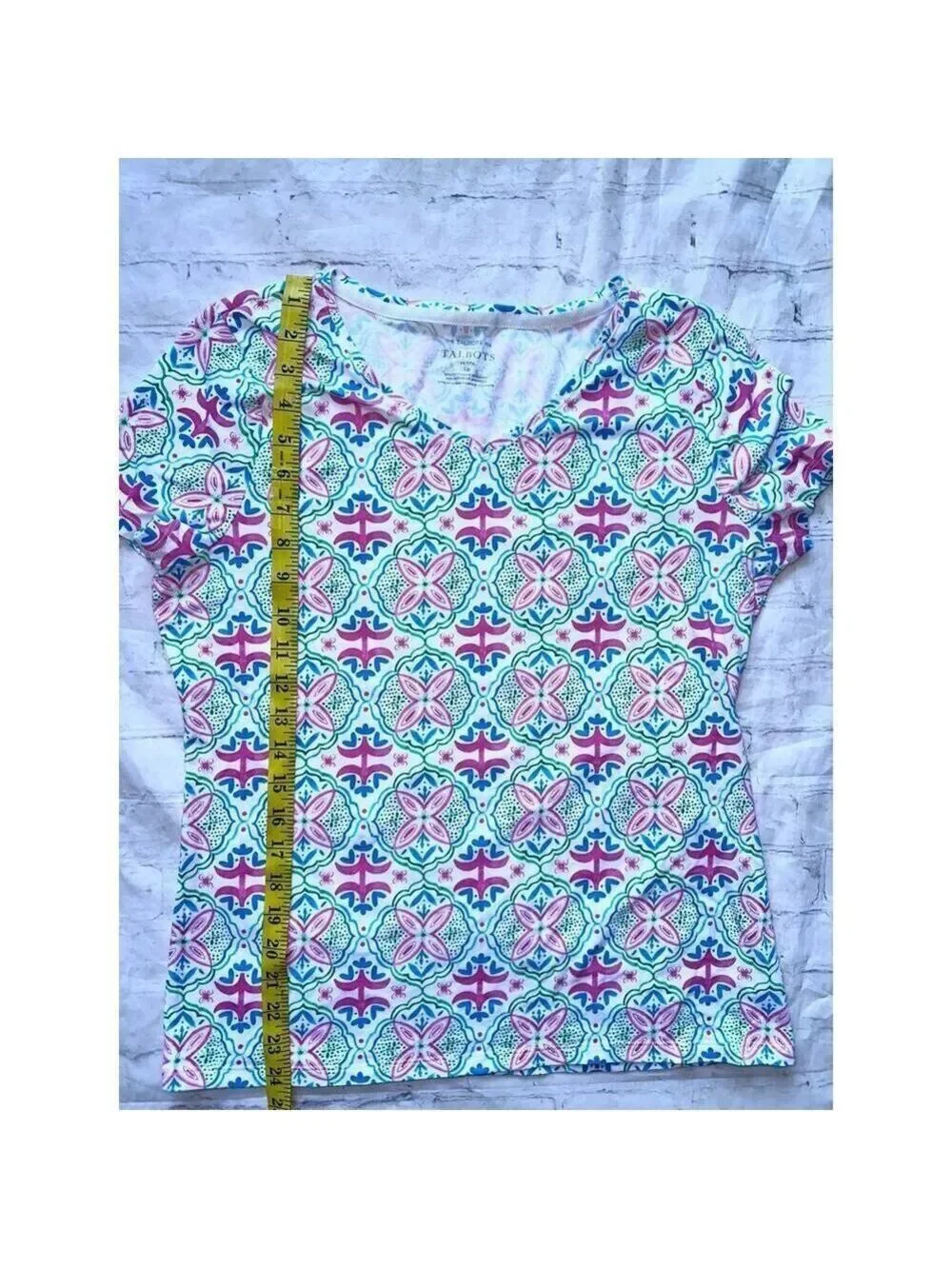 NWOT Women’s LP Talbots SS Geometric Design Cotton TShirt
